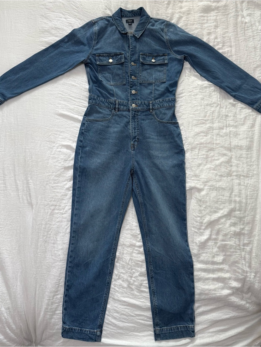 J.Crew Heavyweight Denim Utility Button Front Jumpsuit Size 4